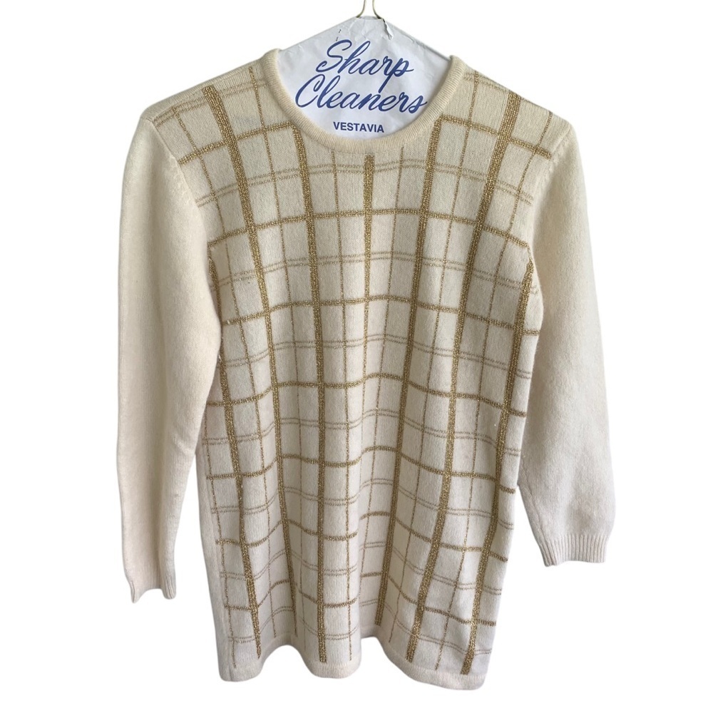 Vintage Talbots Cream Sweater Lambswool Angora Blend Size Women’s Petite Medium - Picture 1 of 7